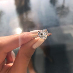 inlaid AAA zircon heart-shaped ring wish new European and American engagement party ring jewelry