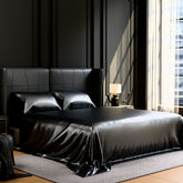 Satin Bed Sheets, Queen Size Sheets Set, 4 Pcs Silky Bedding Set With 15 Inches Deep Pocket For Mattress Queen, Black