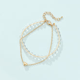 AliExpress Hot Selling Jewelry Love Heart Alloy Beaded Double Layer