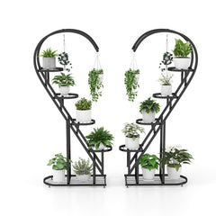 5 Tier Metal Plant Stand With Hanging Hook For Multiple Plants