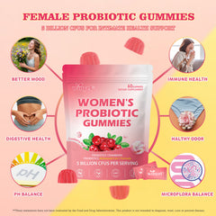 Cranberry Probiotic Gummies Targets Body Odor, Women's Health, And PH Balance Vegan 60 Gummies Per Pack