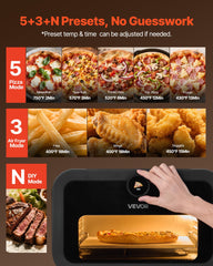 Pizza Oven, 8 Presets Electric Pizza Ovens Air Fry Combo, 12-Inch Indoor Pizza Maker Smart Knob Control , 750°F Max Temp, IPX4 Waterproof Countertop Pizza Cooker W/Pizza Stone,Fry Basket