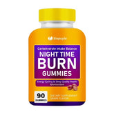 Night Time Burn Gummies, Grape Flavored, Vegan & Gelatin-Free, Supports Carbohydrate Balance & Healthy Metabolism, 90 Gummies