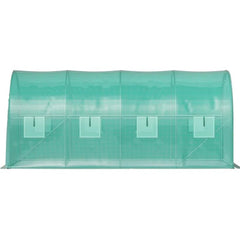 VEVOR Walk-in Tunnel Greenhouse, 14.8 X 6.6 X 6.6 Ft Portable Plant Hot House W Galvanized Steel Hoops, 1 Top Beam, Diagonal Poles, Zippered Door 8 Roll-up Windows, Green