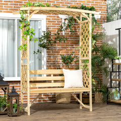 Patio Garden Bench, Wooden Bench, Outdoor Bench For Vines/Climbing Plants, Natural