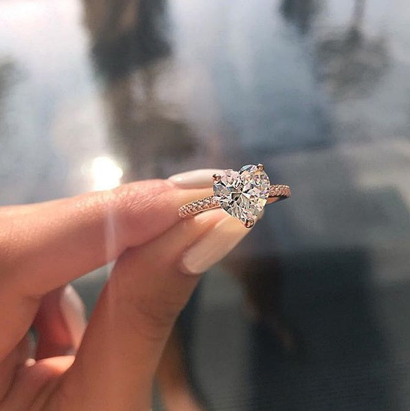 inlaid AAA zircon heart-shaped ring wish new European and American engagement party ring jewelry