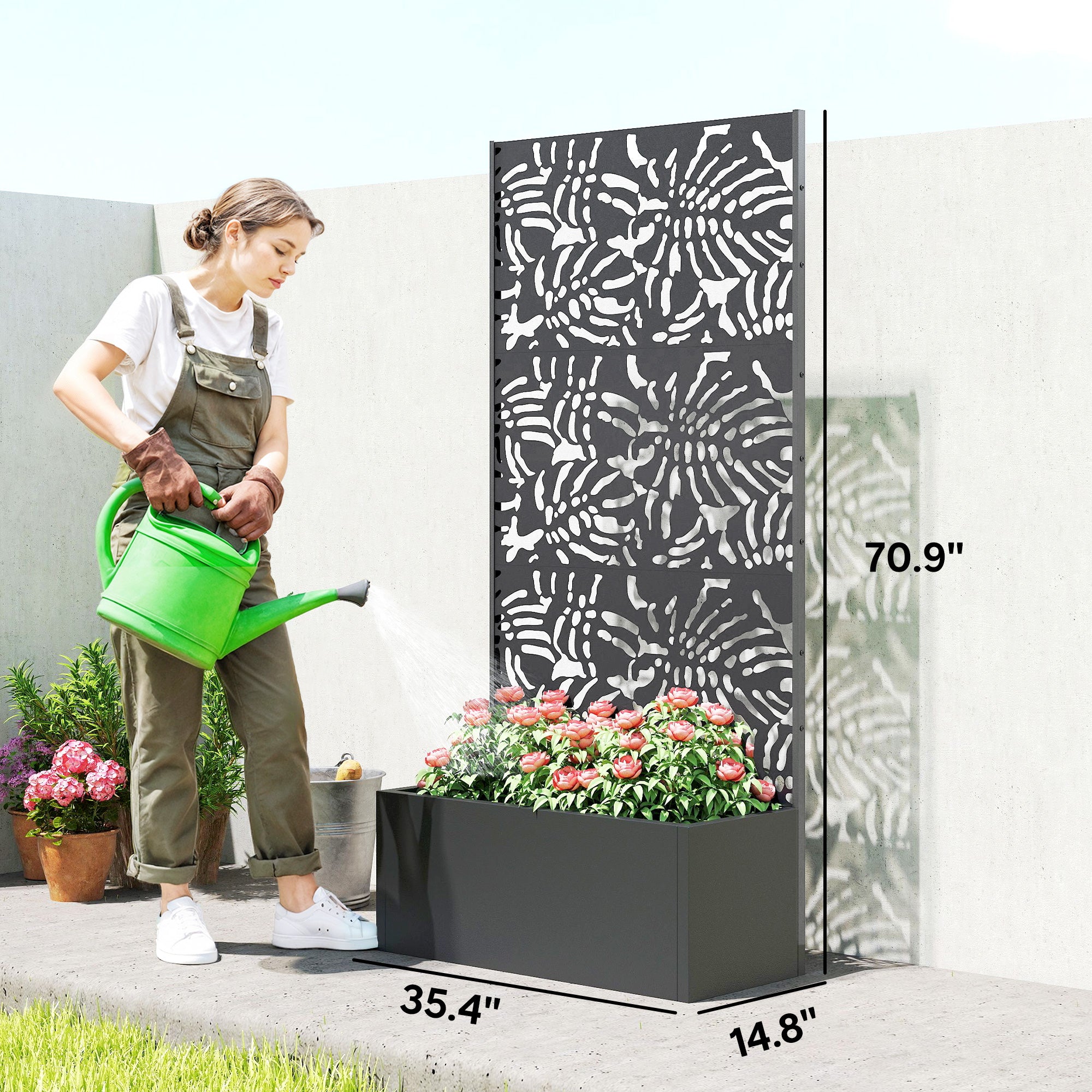 Metal Planter Box With Trellis