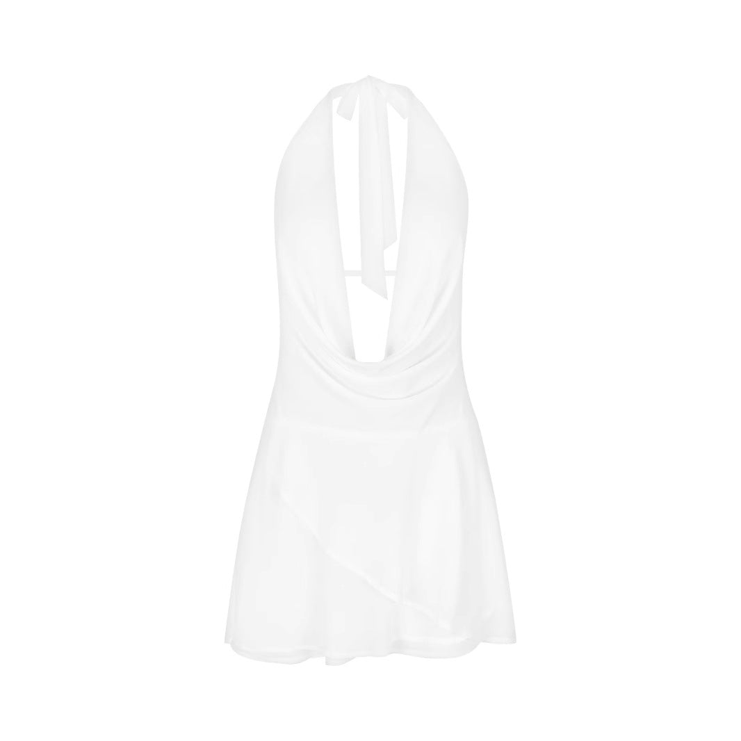 Chiffon Women's Clothing Sleeveless Halter Dress