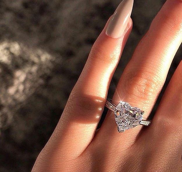 inlaid AAA zircon heart-shaped ring wish new European and American engagement party ring jewelry