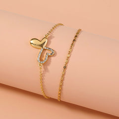 Net celebrity ins hot-selling jewelry butterfly double-layer hollow diamond bracelet pendant student girlfriends bracelet
