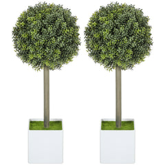 2 Pcs Artificial Plants Fake Boxwood Topiary Balls