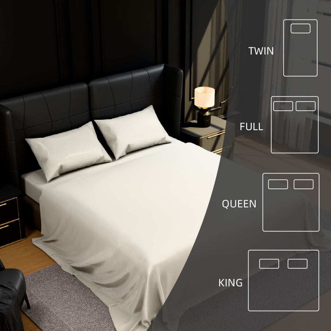 Bedding Queen Bed Sheets Set - 4 Piece Bedding - Brushed Microfiber - Shrinkage And Fade Resistant - Easy Care -Queen, White
