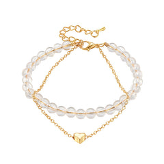 AliExpress Hot Selling Jewelry Love Heart Alloy Beaded Double Layer