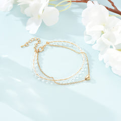 AliExpress Hot Selling Jewelry Love Heart Alloy Beaded Double Layer