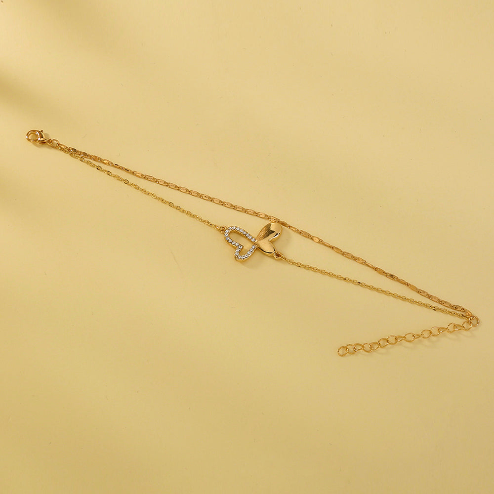 Net celebrity ins hot-selling jewelry butterfly double-layer hollow diamond bracelet pendant student girlfriends bracelet